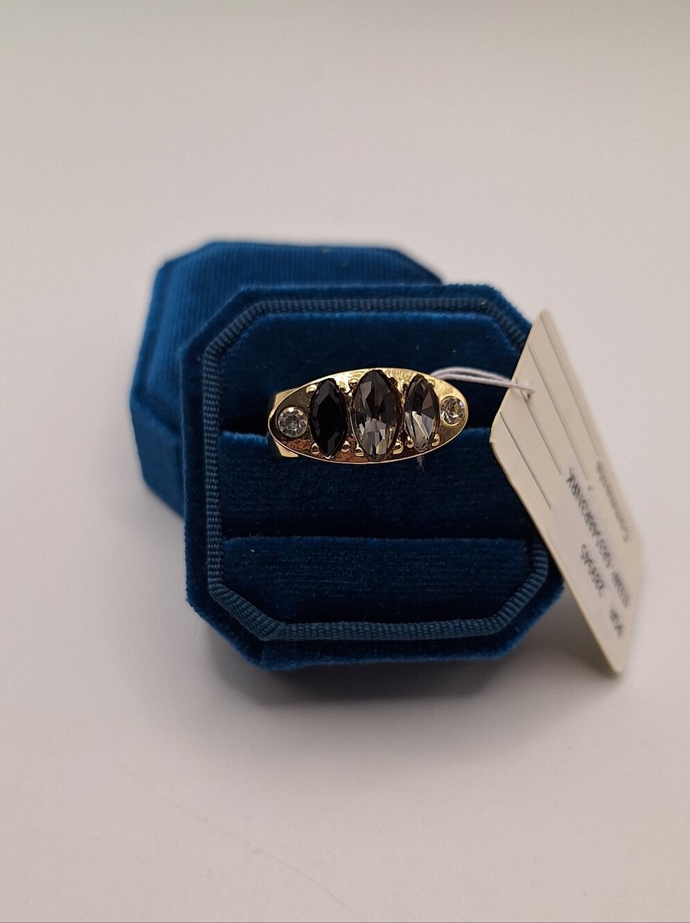 Gold Tone Smoky Marquise Crystal Statement Ring Size 7.5 NWT